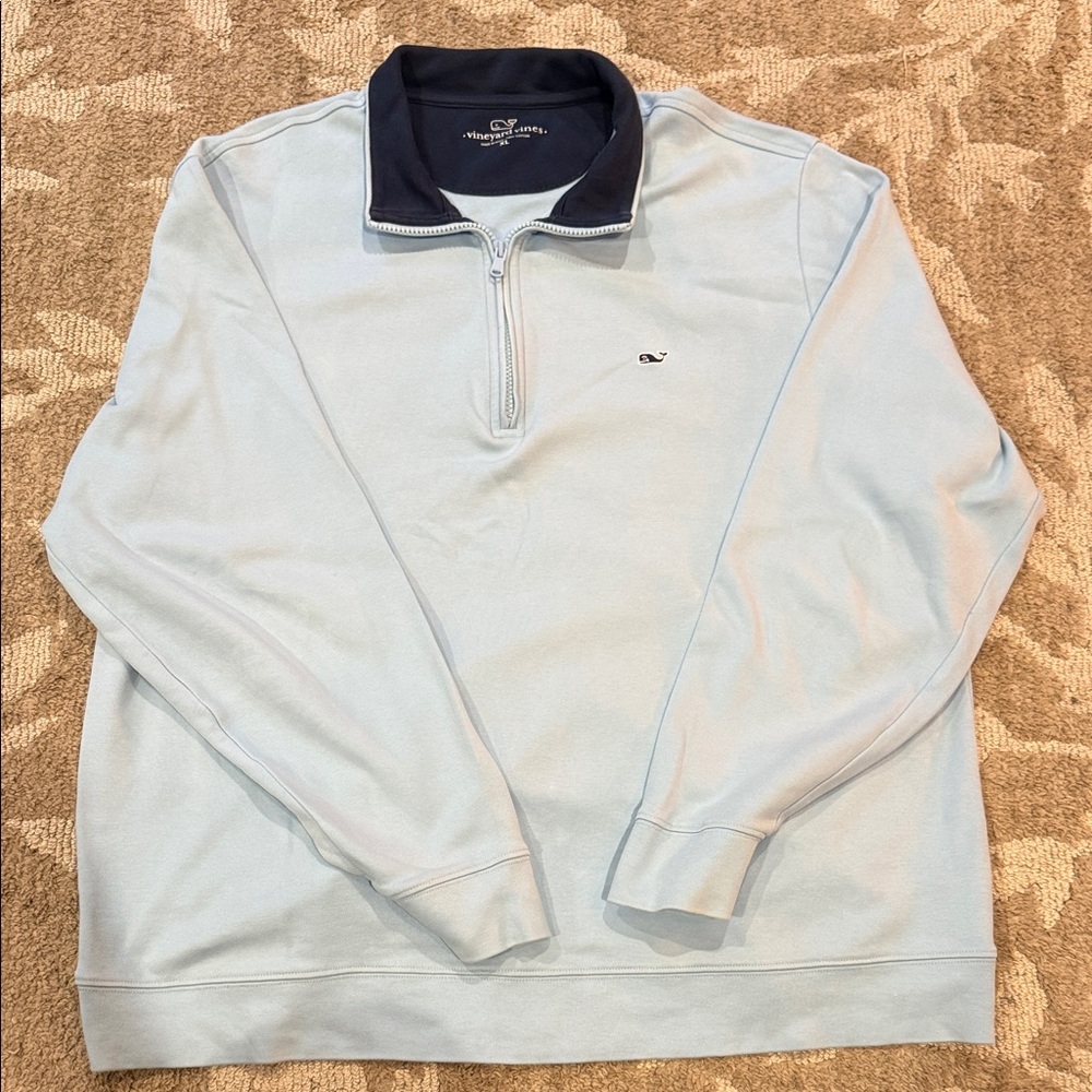 Vineyard Vines Men's Sky Blue Zip-Up Sweater